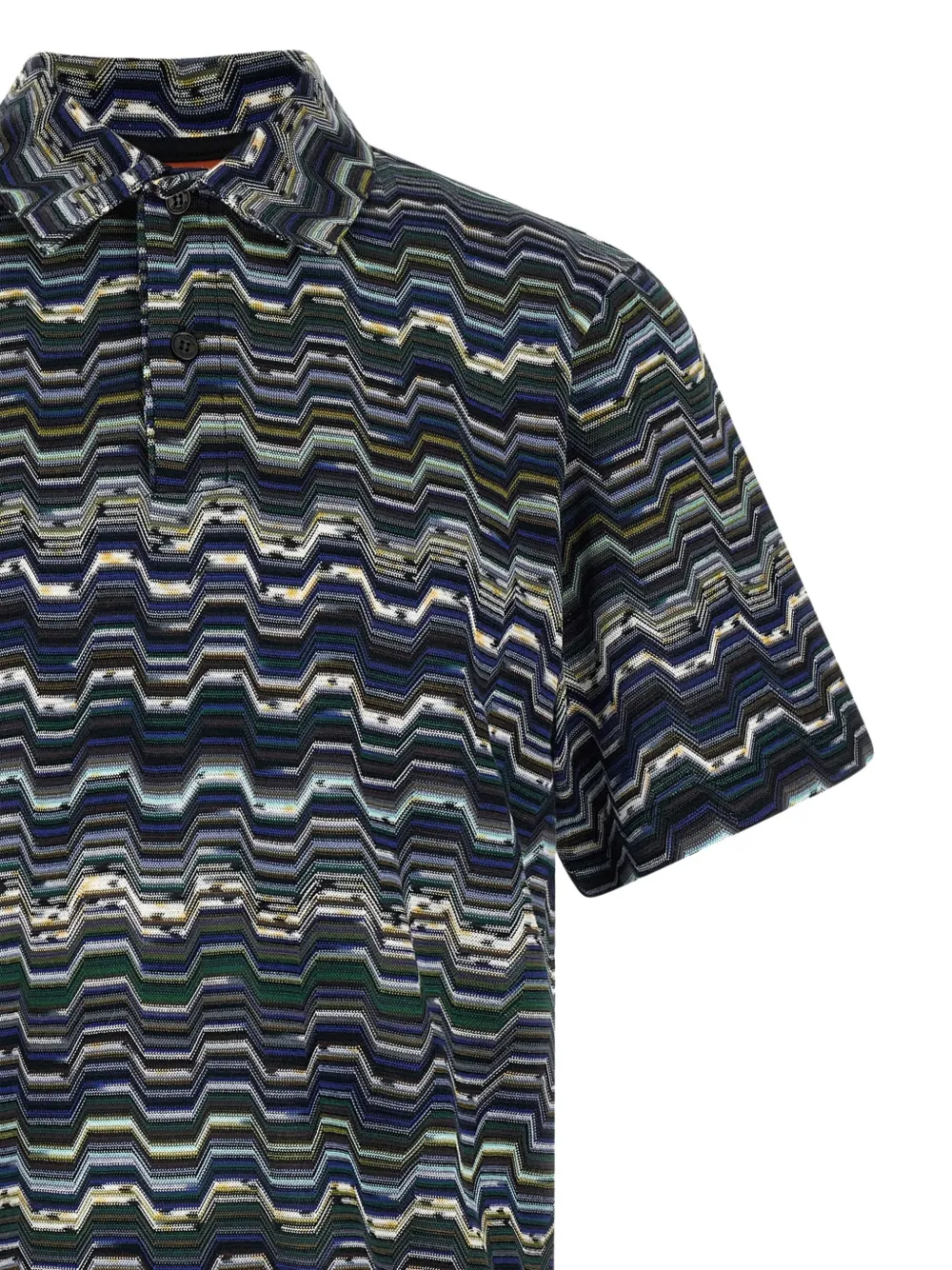  Missoni Zig-zag-pattern Polo Shirt - Blue 