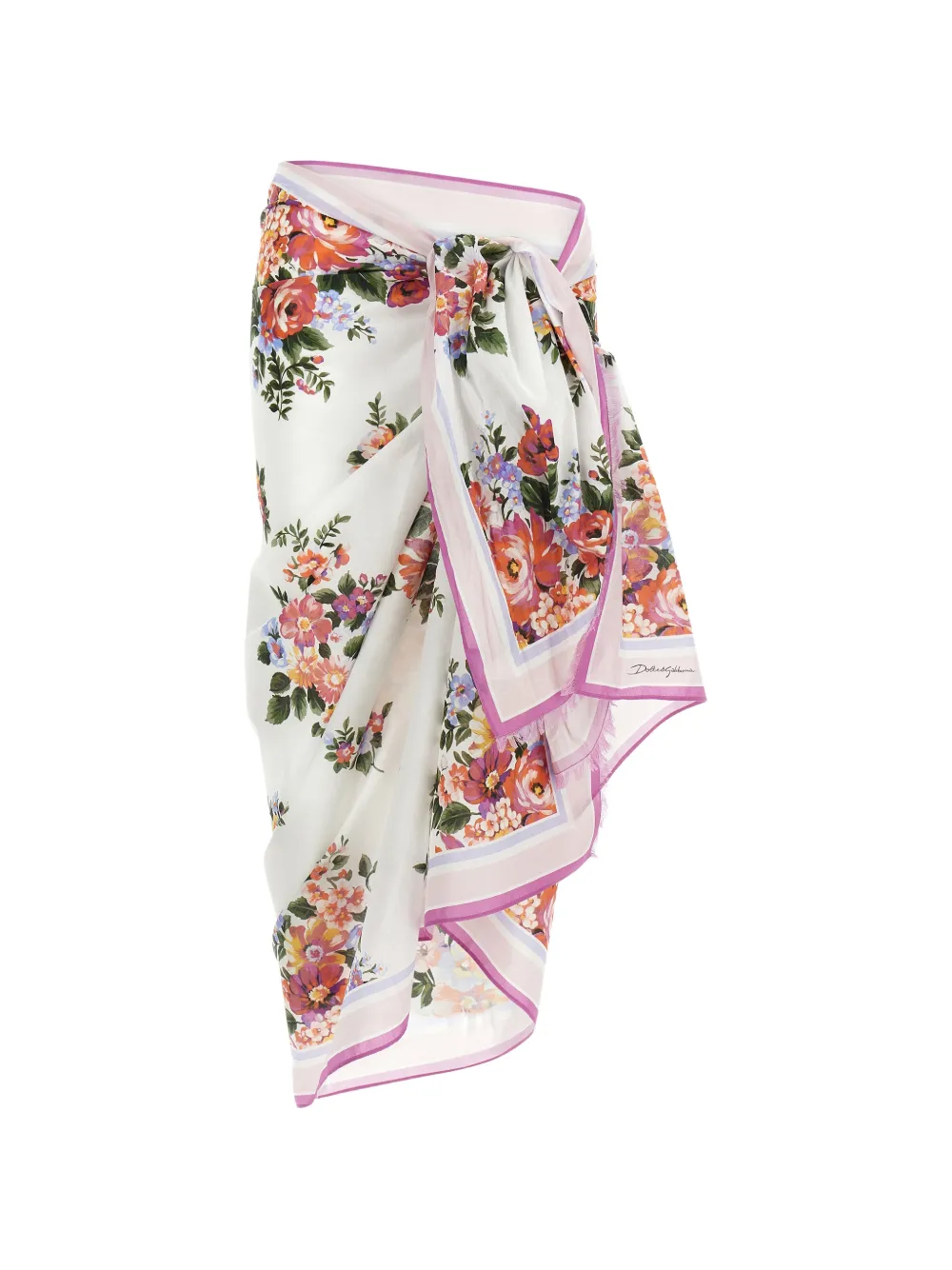 Dolce & Gabbana bouquet fringed sarong beach cover-ups - Weiß