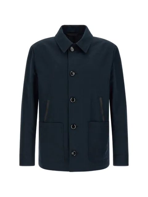 Brioni button leather pocket jacket