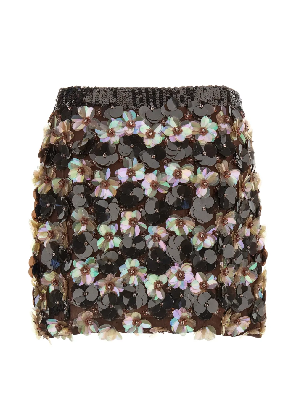 P.A.R.O.S.H. Rok met bloemenprint en pailletten Zwart
