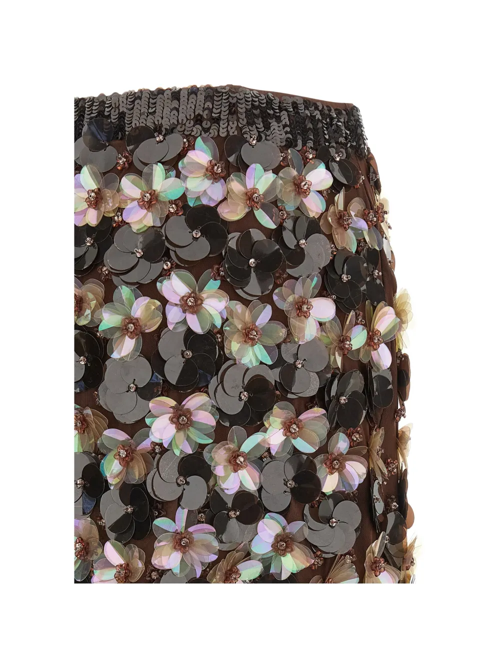 P.A.R.O.S.H. Rok met bloemenprint en pailletten Zwart