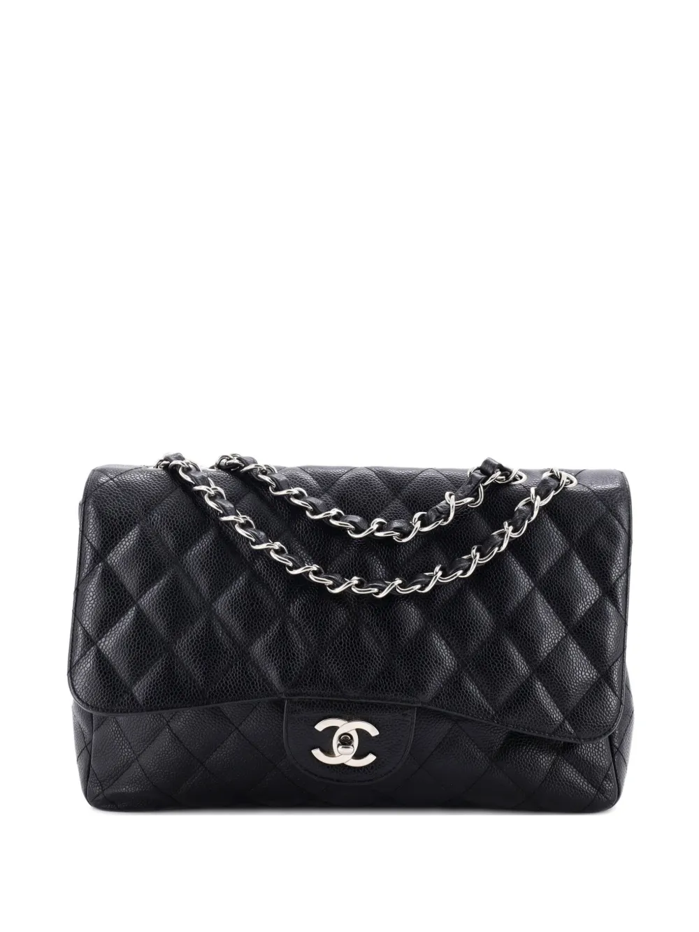 CHANEL Pre-Owned Classic Single Flap Bag Quilted Caviar Jumbo shoulder bag - Nero