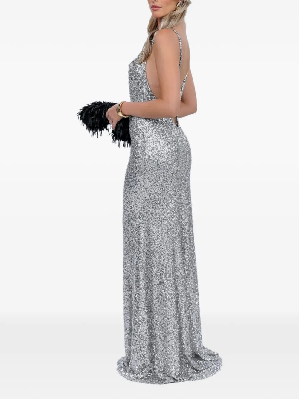  Roserry Margot Sequined Sleeveless Dress - Silver 