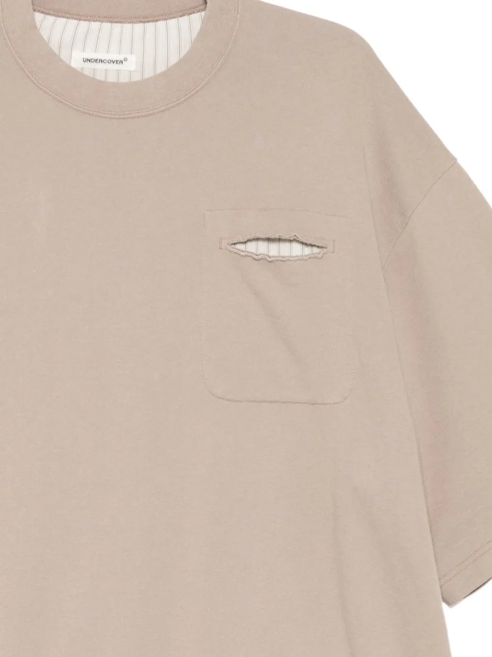 Undercover Gestreept T-shirt met zak Beige