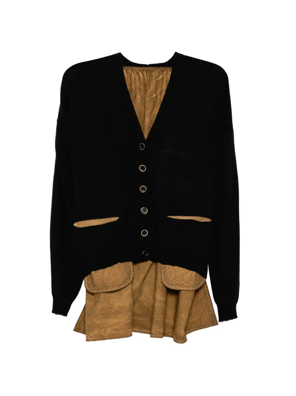 Uma Wang panelled crepe cardigan - Nero