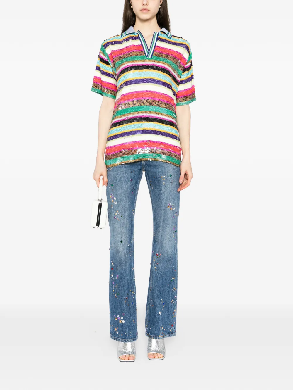  Ashish Embellished Polo Shirt - Neutrals 