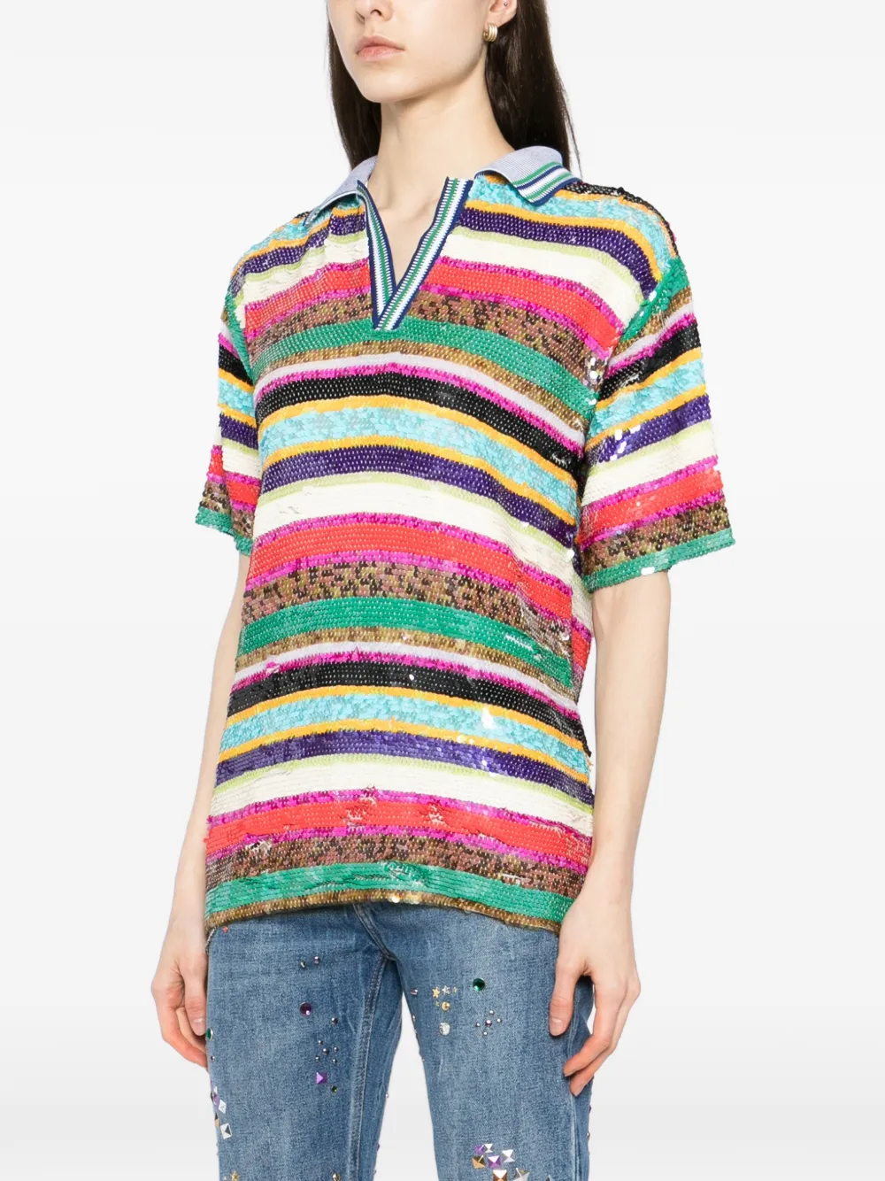  Ashish Embellished Polo Shirt - Neutrals 