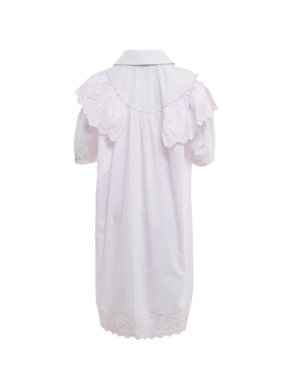 Simone Rocha Broderie anglaise midi-jurk met ruches Roze