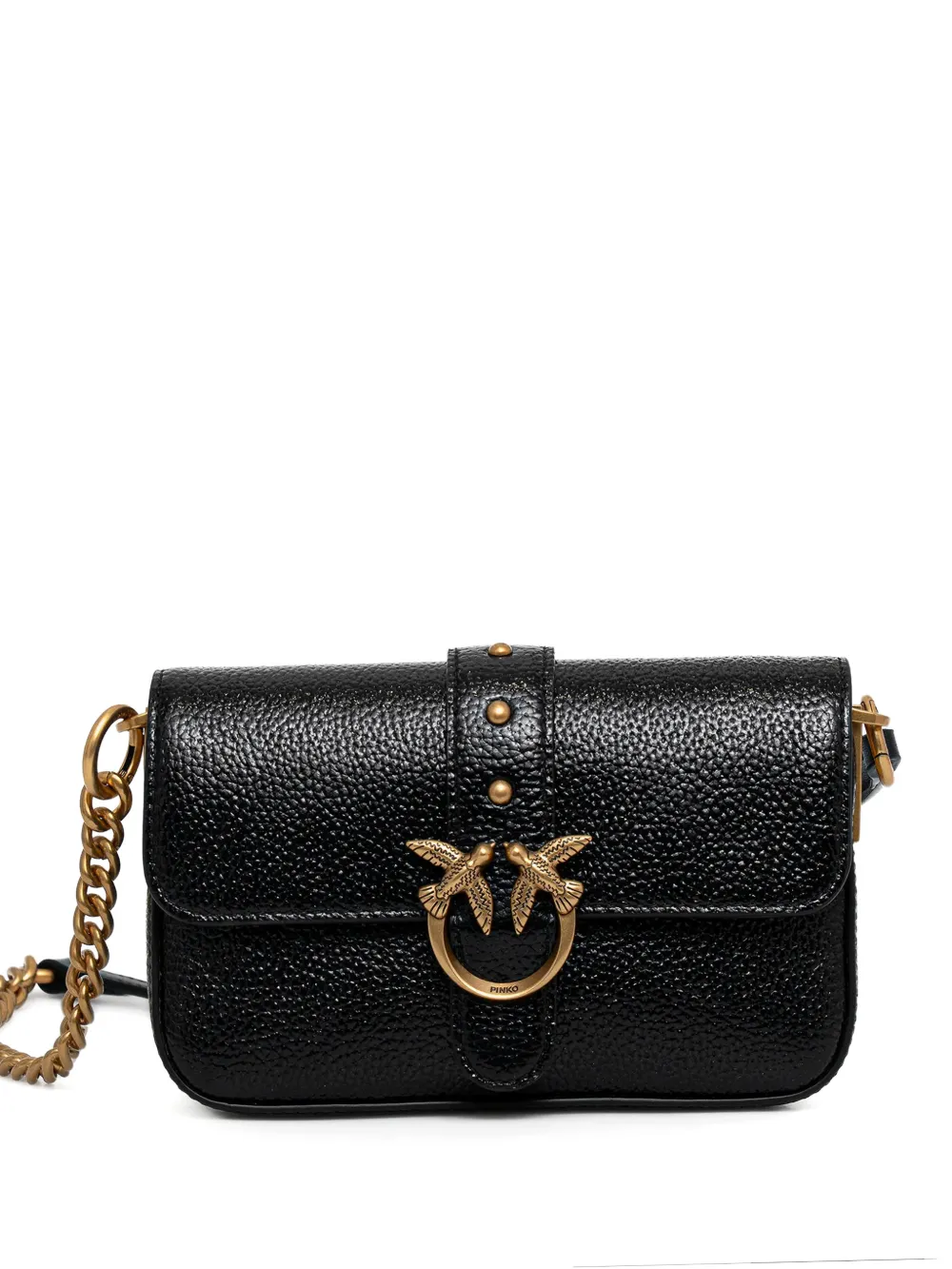PINKO Love Birds leather mini crossbody bag - Nero