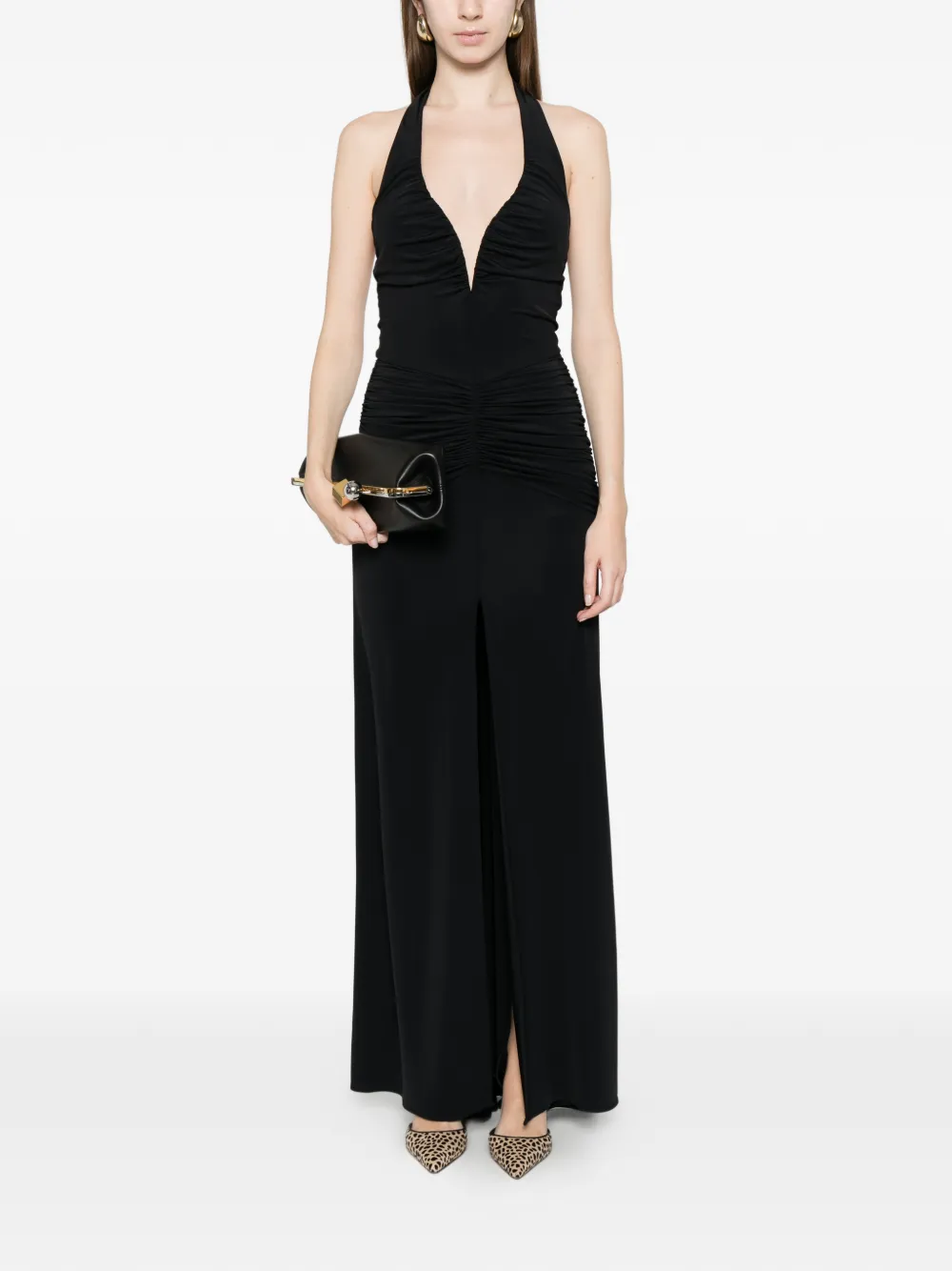  Babylon Vestido Largo Fruncido - Negro 