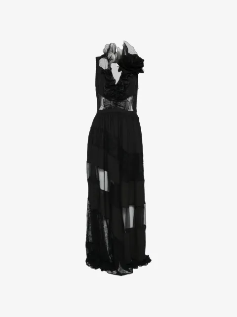 Babylone Paris floral-detail ruffled maxi dress