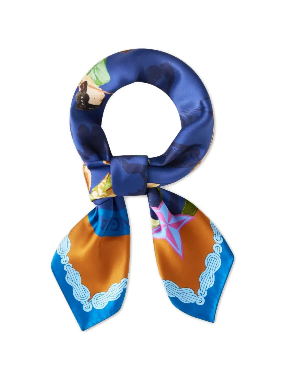 Shanghai Tang Foulard zijden sjaal met sterprint Blauw