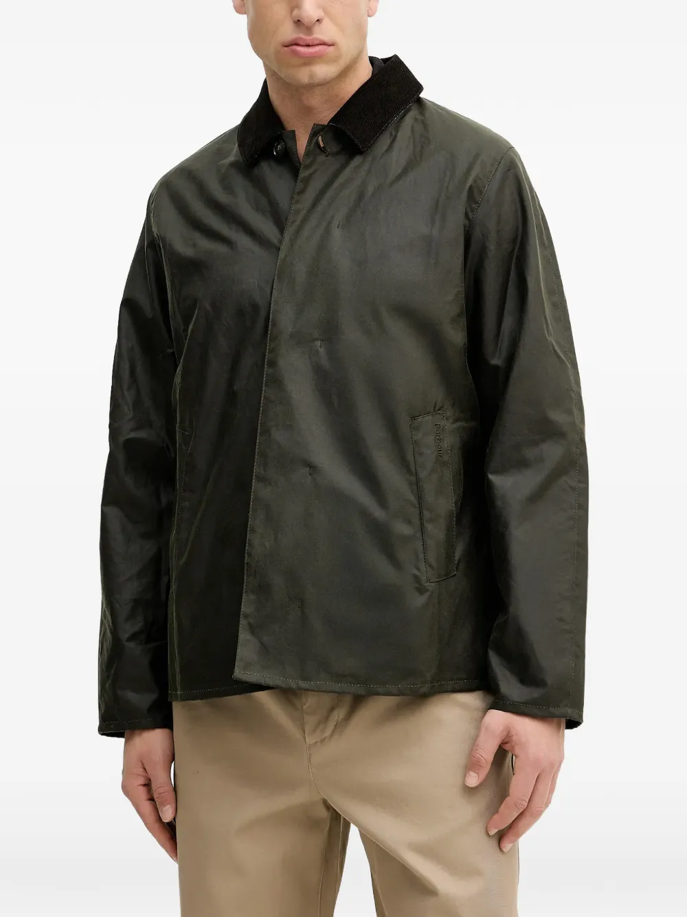 Barbour Short Lorden corduroy-collar jacket - Verde