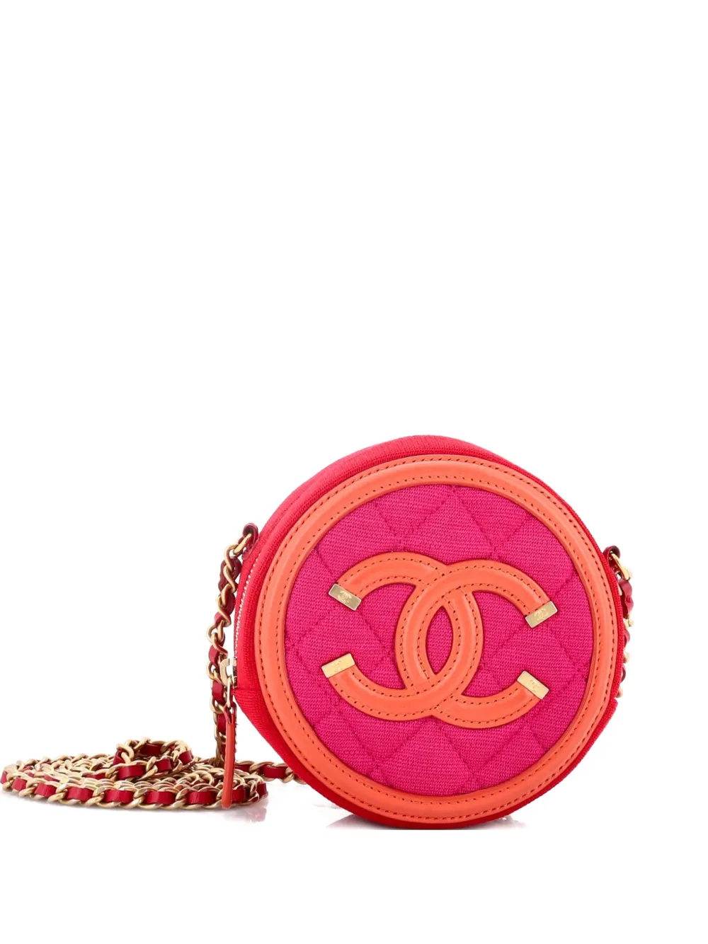 CHANEL Pre-Owned Filigree Round Clutch with Chain Quilted Jersey with Lambskin Mini crossbody bag - Multicolore