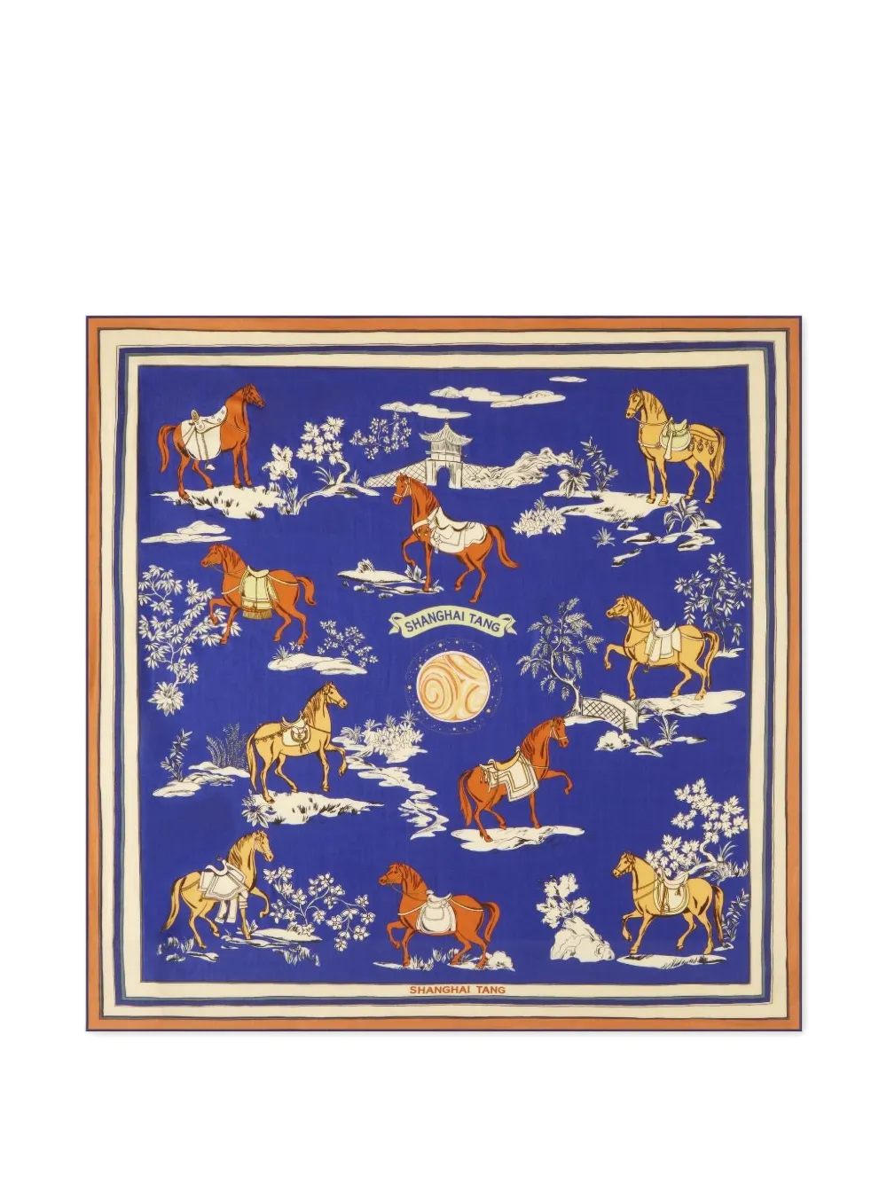 Shanghai Tang horse print scarf - Blu