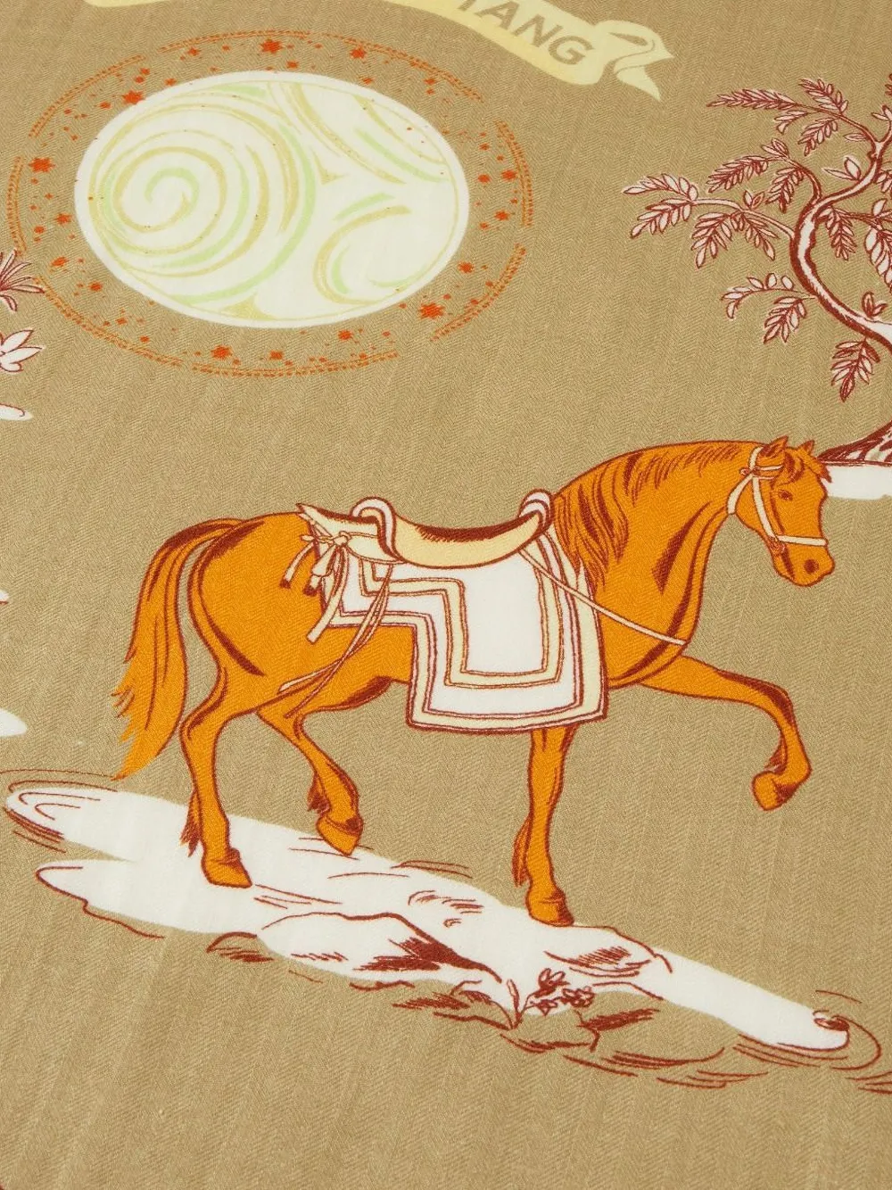  Shanghai Tang Floral Horse Scarf - Neutrals 