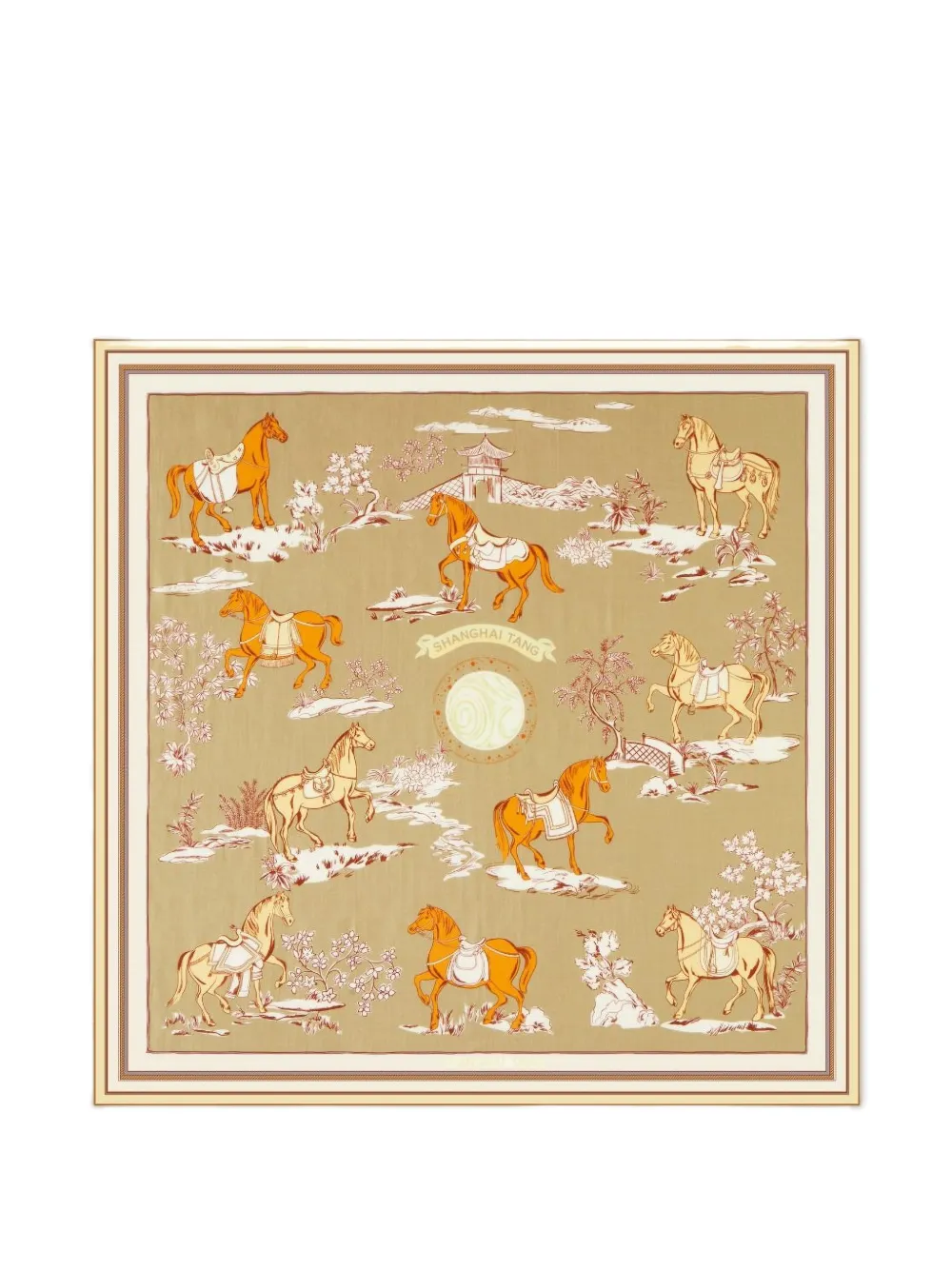 Shanghai Tang floral horse scarf - Toni neutri