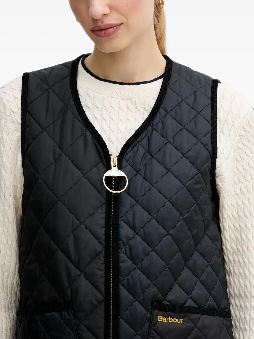 Barbour quilted V-neck gilet Zwart