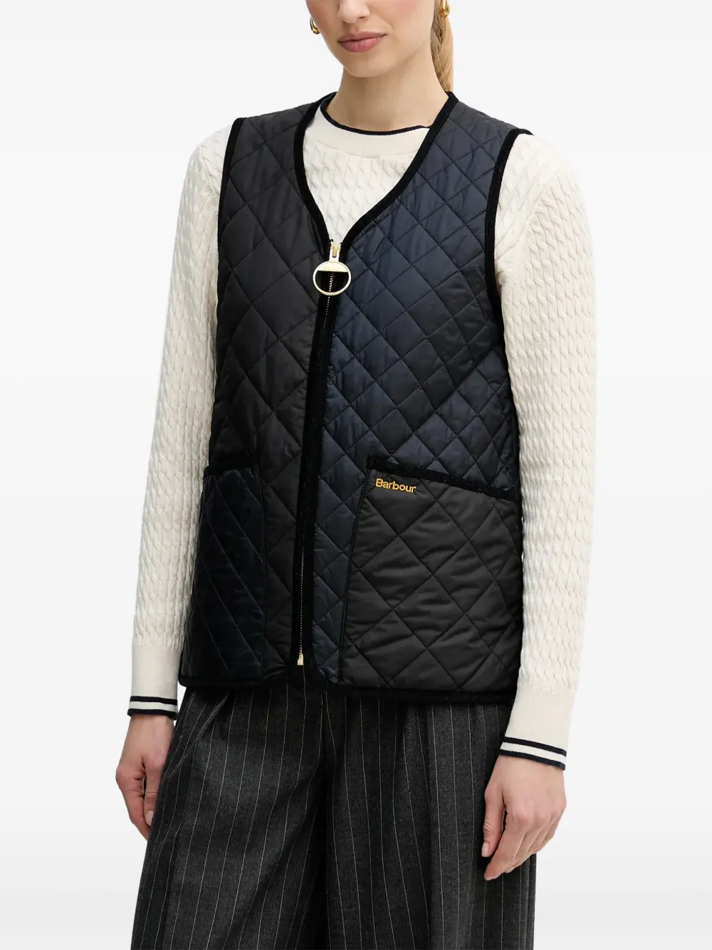 Barbour quilted V-neck gilet - Schwarz