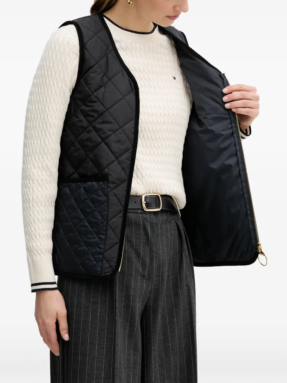 Barbour quilted V-neck gilet Zwart