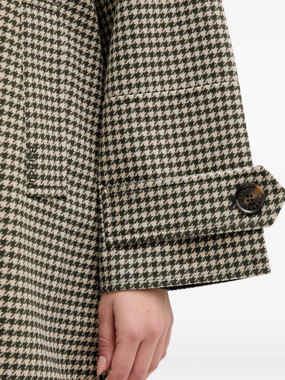 Barbour Kennedy jas met pied-de-poule print en rits Beige