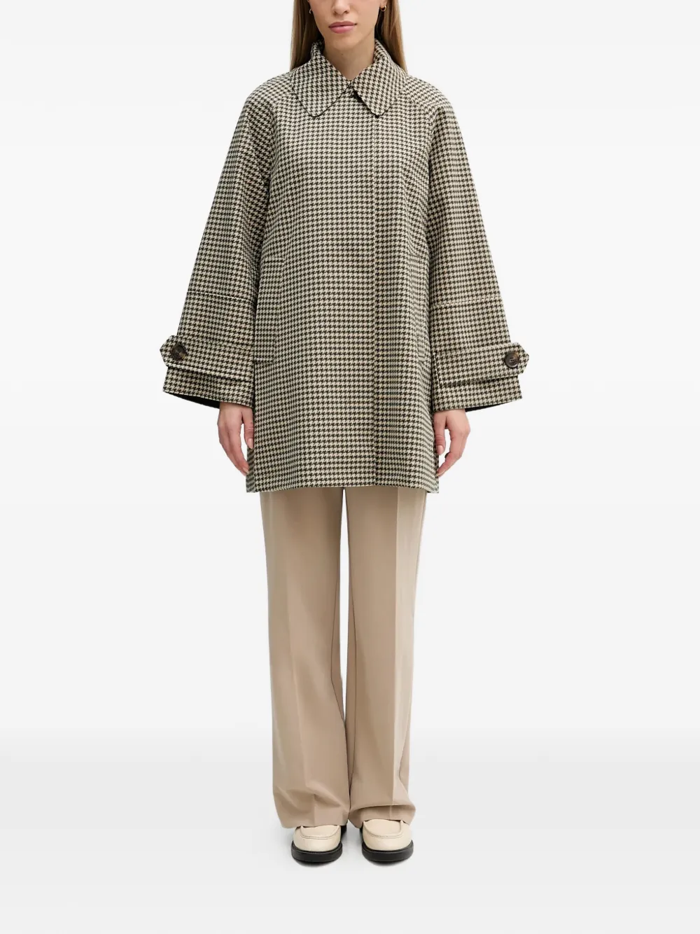  Barbour Kennedy Houndstooth Zip-up Coat - Neutrals 