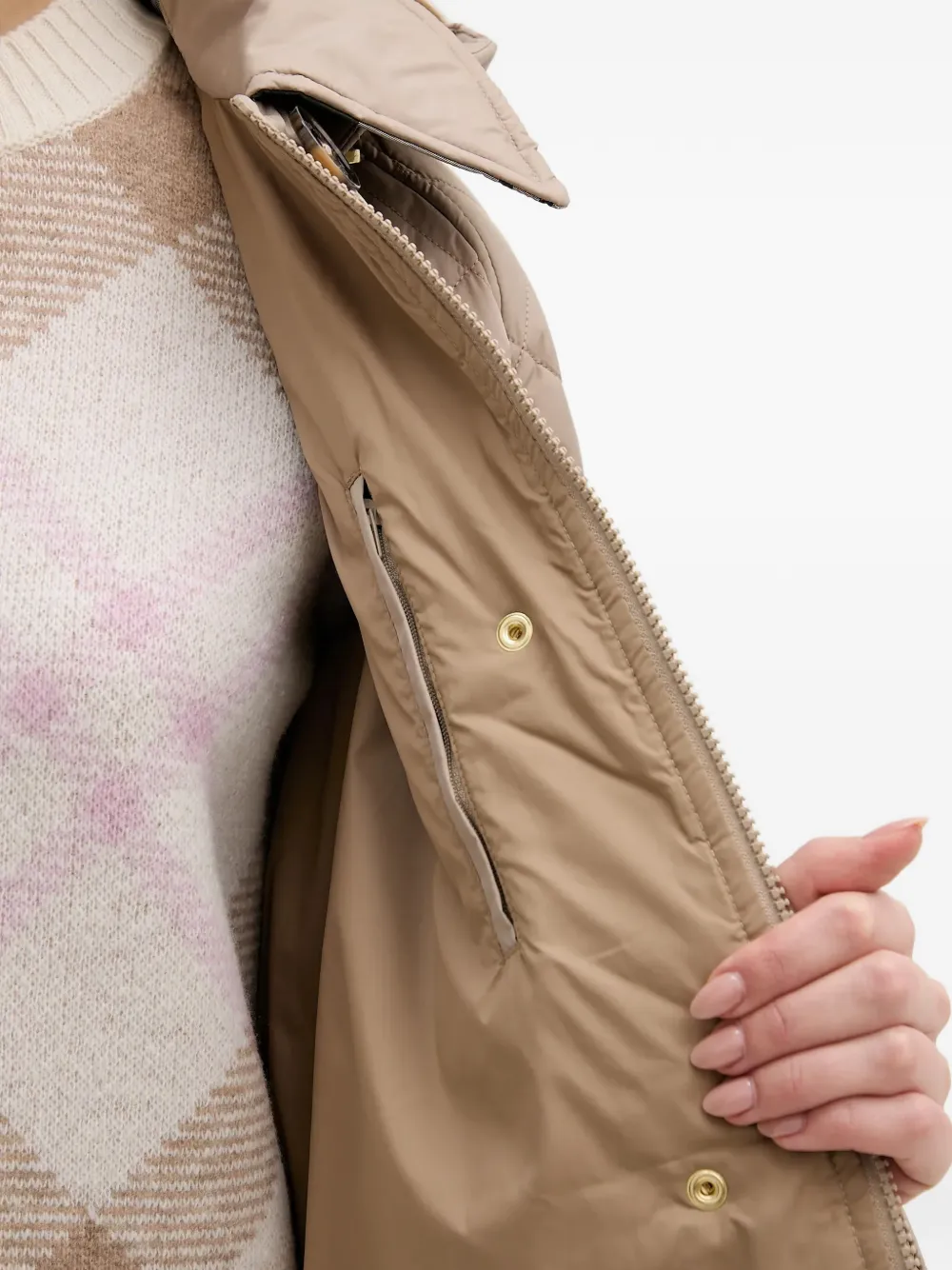 Barbour Cara gewatteerde jas met capuchon Beige