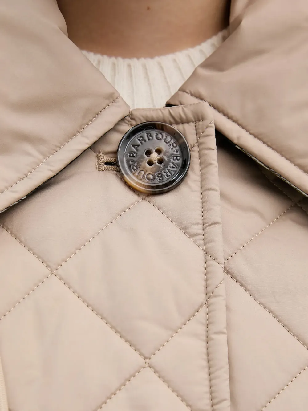 Barbour Cara gewatteerde jas met capuchon Beige