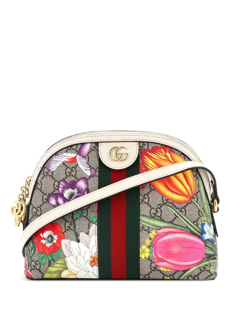 Gucci Pre-Owned Ophidia Dome Shoulder Bag Flora GG Coated Canvas Small crossbody bag - Marrone
