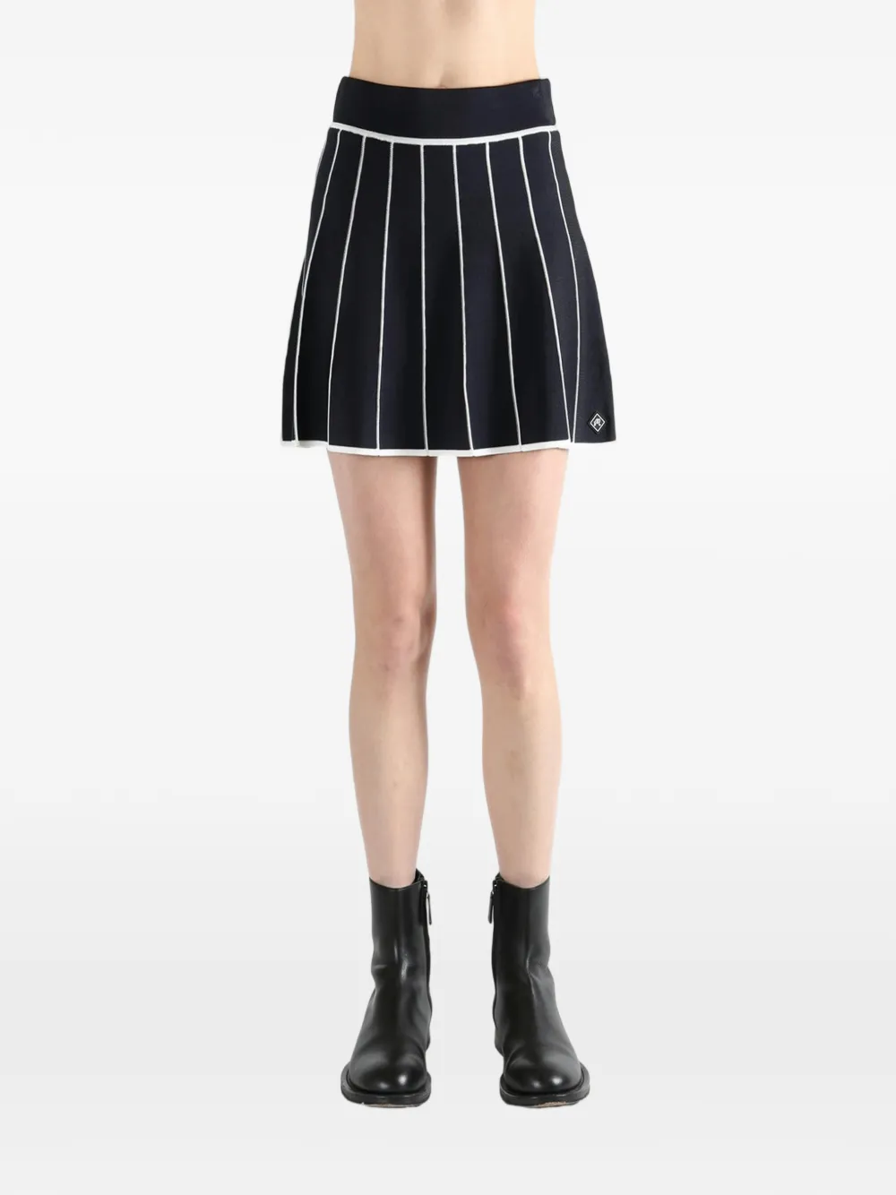  Malbon Golf Striped Pleated Mini Skirt - Blue 