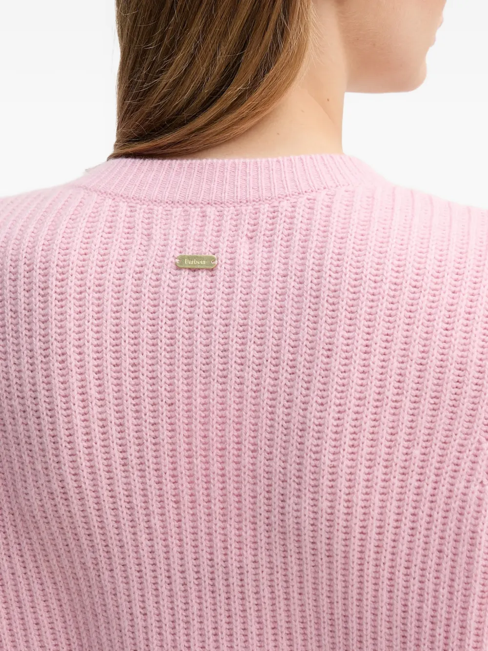 Barbour Elina kabelgebreid vest met knopen Roze
