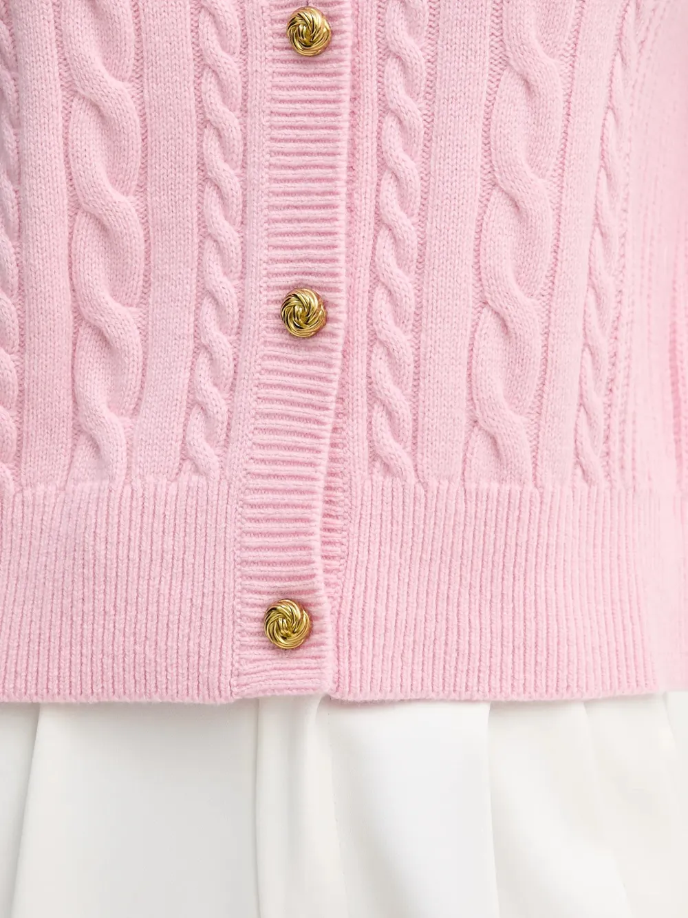Barbour Elina kabelgebreid vest met knopen Roze