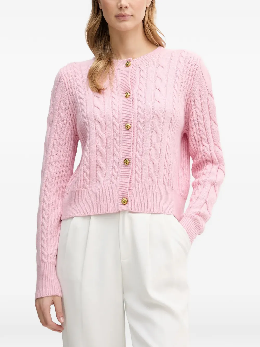 Barbour Elina cable knit button cardigan - Rosa
