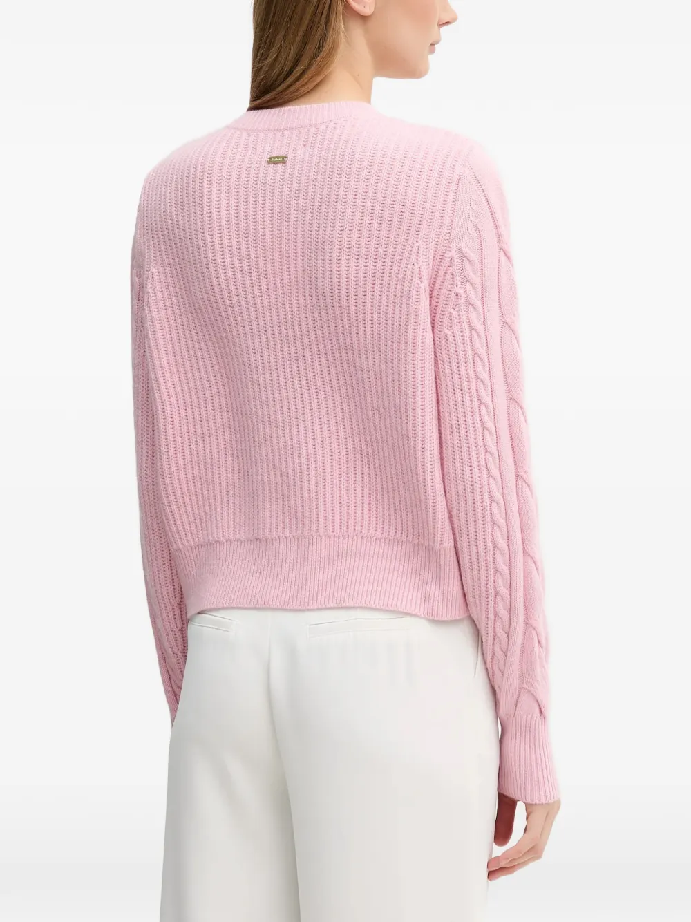  Barbour Elina Cable Knit Button Cardigan - Pink 