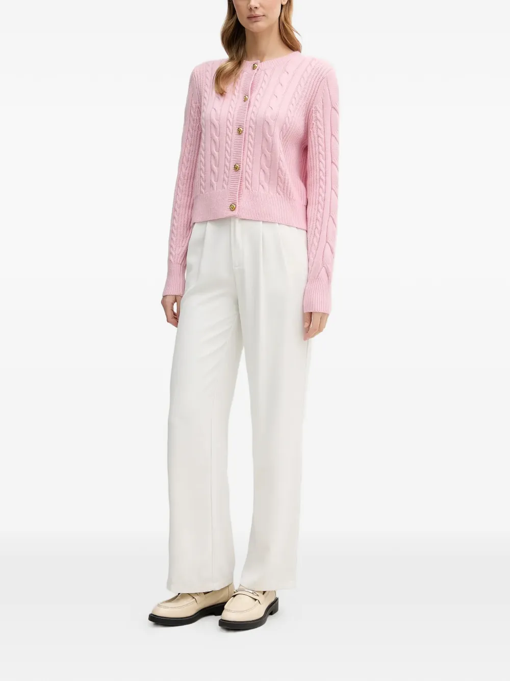  Barbour Elina Cable Knit Button Cardigan - Pink 