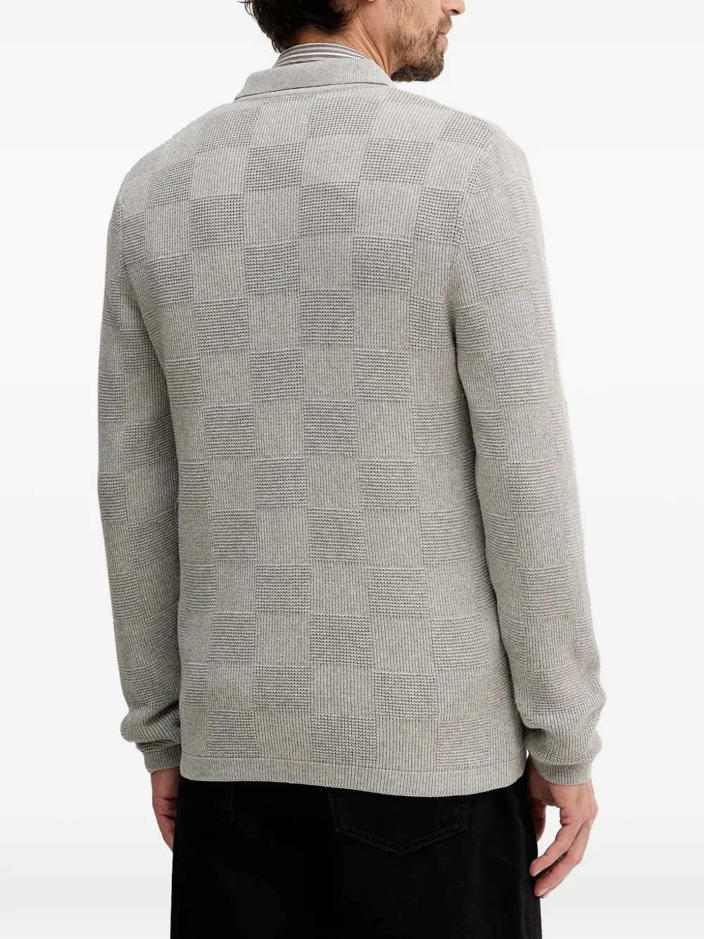  Barbour Falton Check Button Cardigan - Grey 