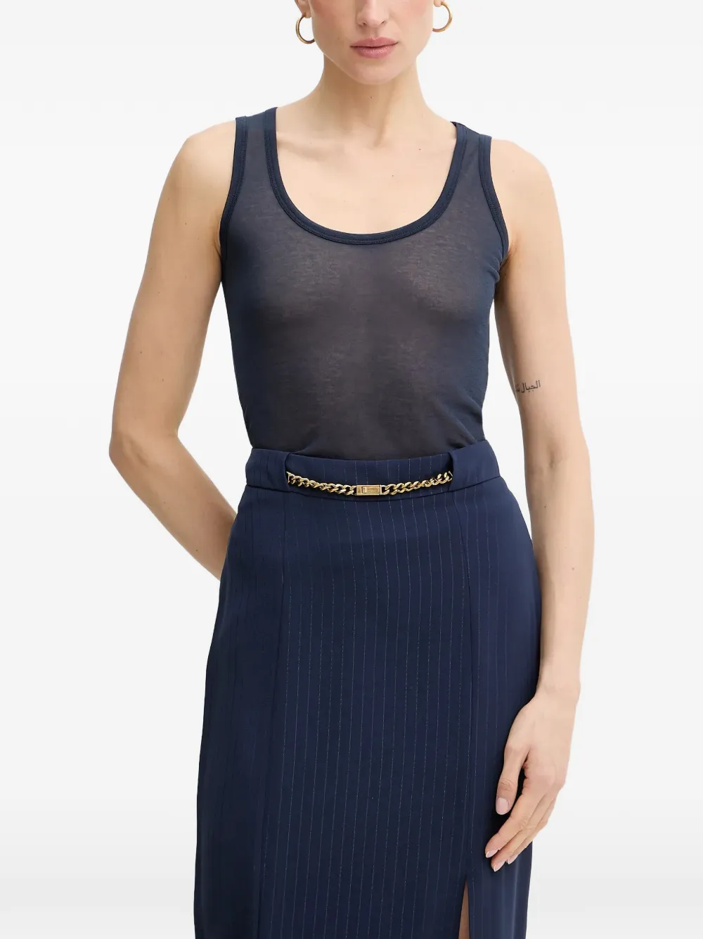 PINKO semi-sheer tank top - Blu