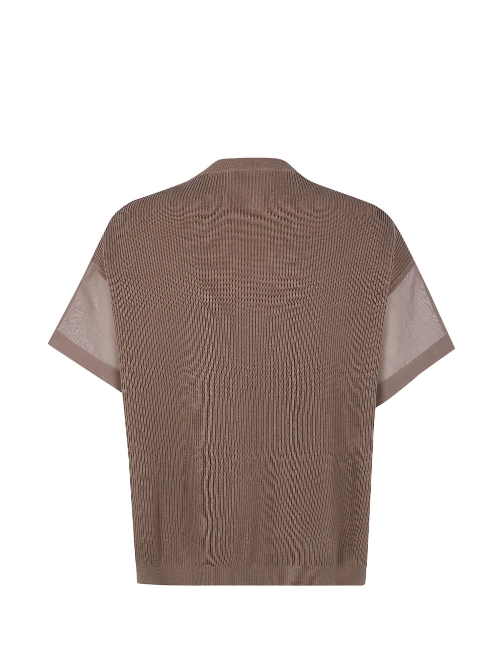  Brunello Cucinelli Ribbed Sheer Sweater - Brown 