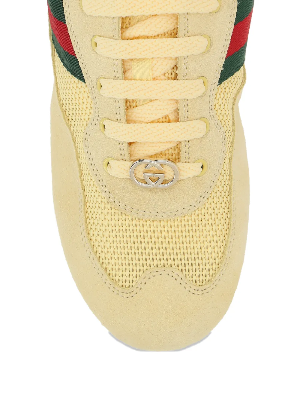 Gucci logo striped leather sneakers Beige