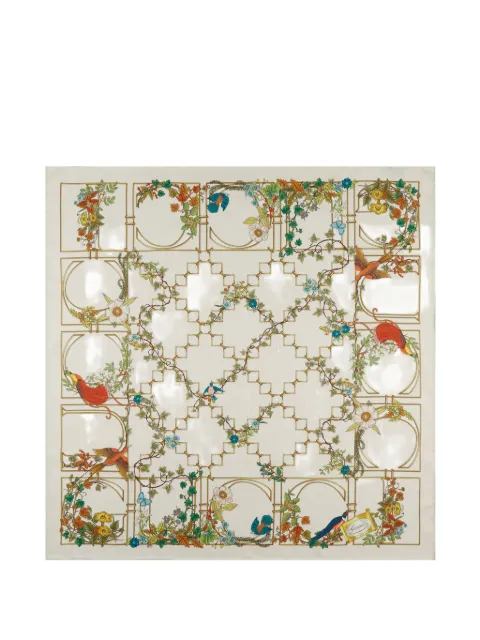 Gucci 그래픽 프린트 실크 스카프