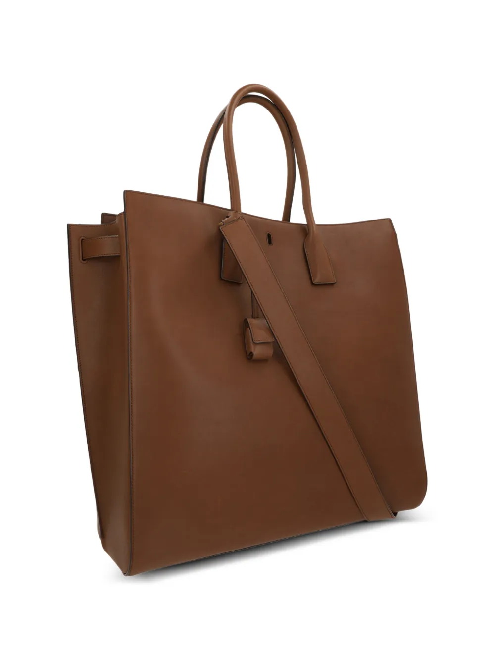 Saint Laurent Leren shopper met handvatten Bruin