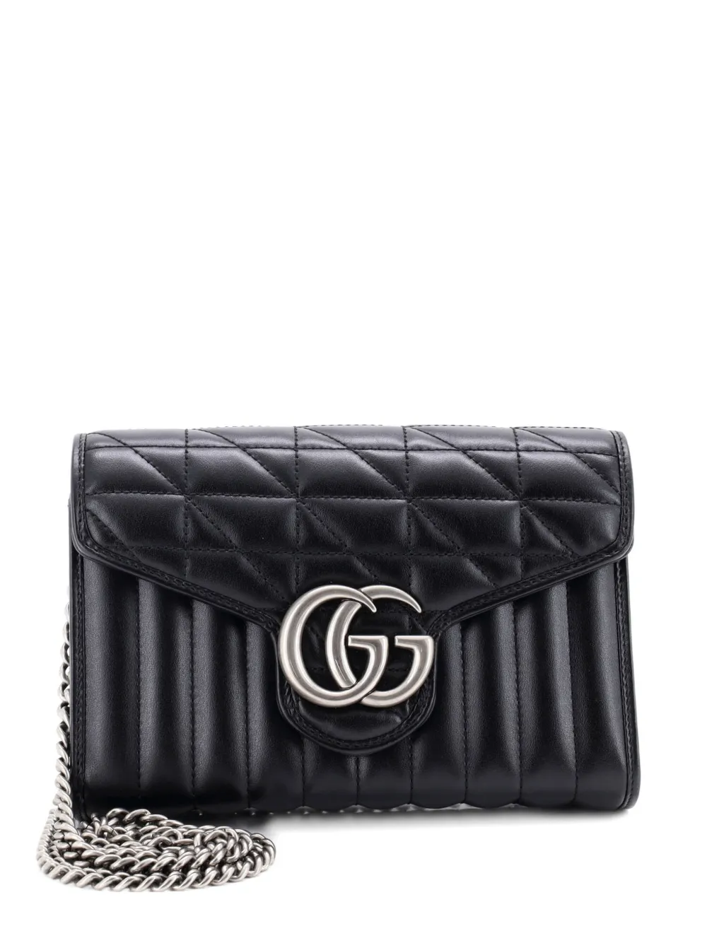 Gucci Pre-Owned GG Marmont Chain Wallet Mixed Matelasse Leather Mini crossbody bag - Nero