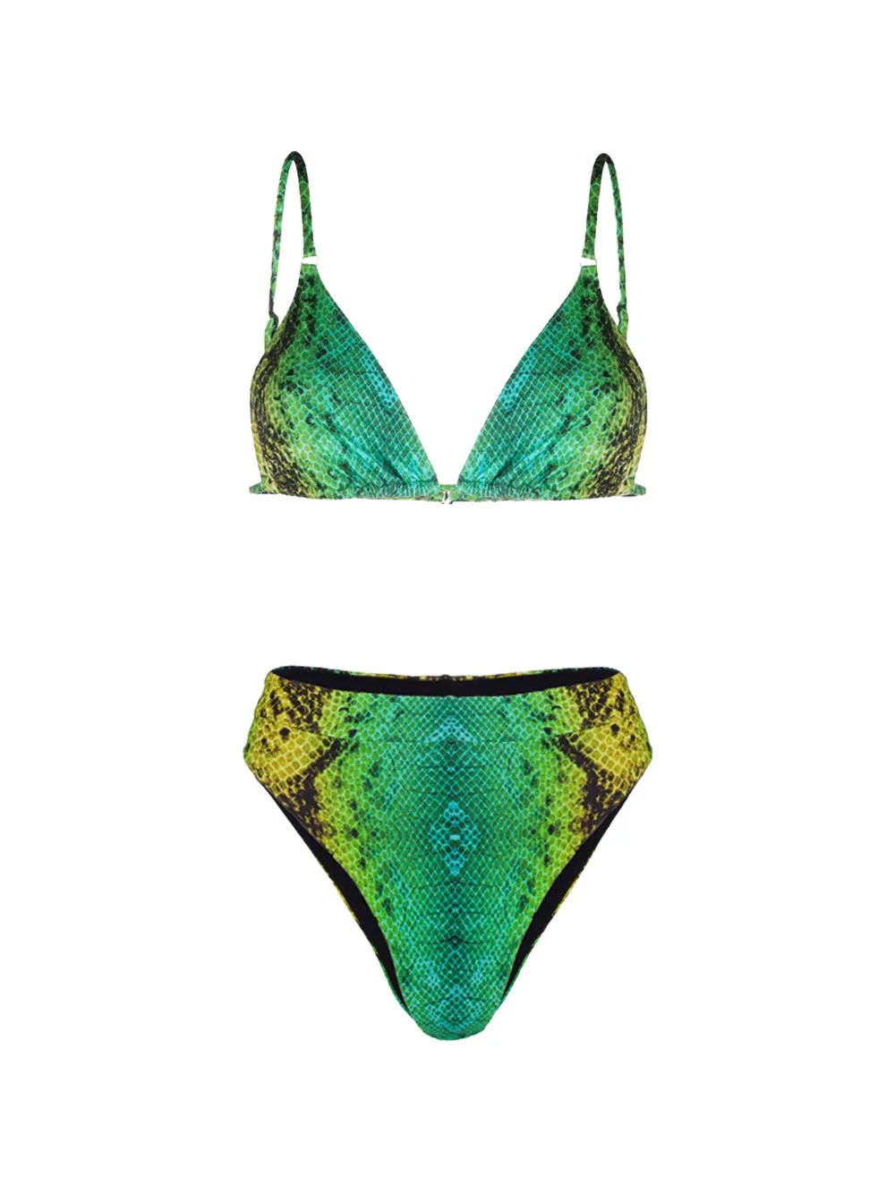 Noire Swimwear high-waist snake-print bikini set - Verde