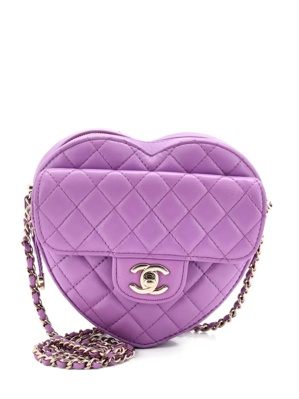 CHANEL Pre-Owned CC in Love Heart Bag Quilted Lambskin crossbody bag - Viola
