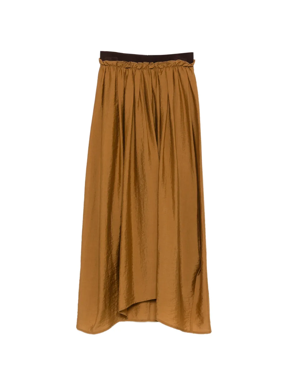 Tela gathered zip-fastening skirt - Marrone
