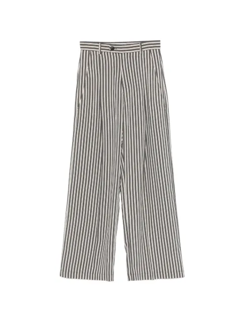 Tela pantalones con motivo de rayas y botones