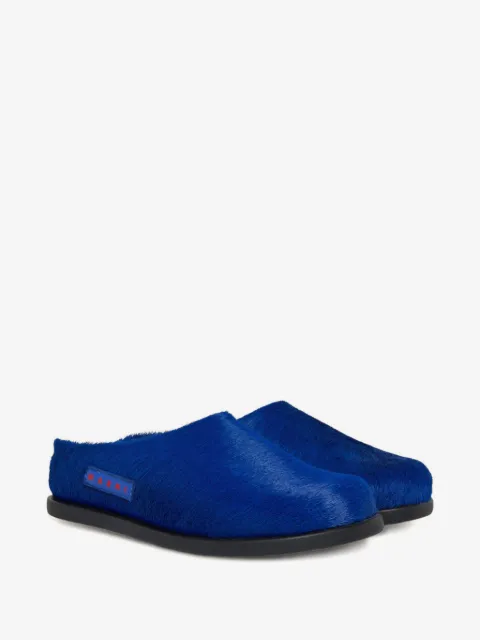 Marni Kids printed-patch fur sneakers