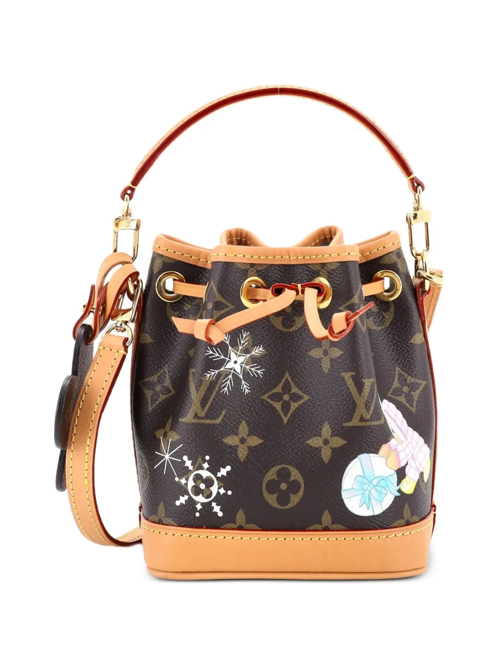 Louis Vuitton Pre-Owned Noe NM Handbag Limited Edition Vivienne Xmas Monogram Canvas Nano bucket bag - Marrone