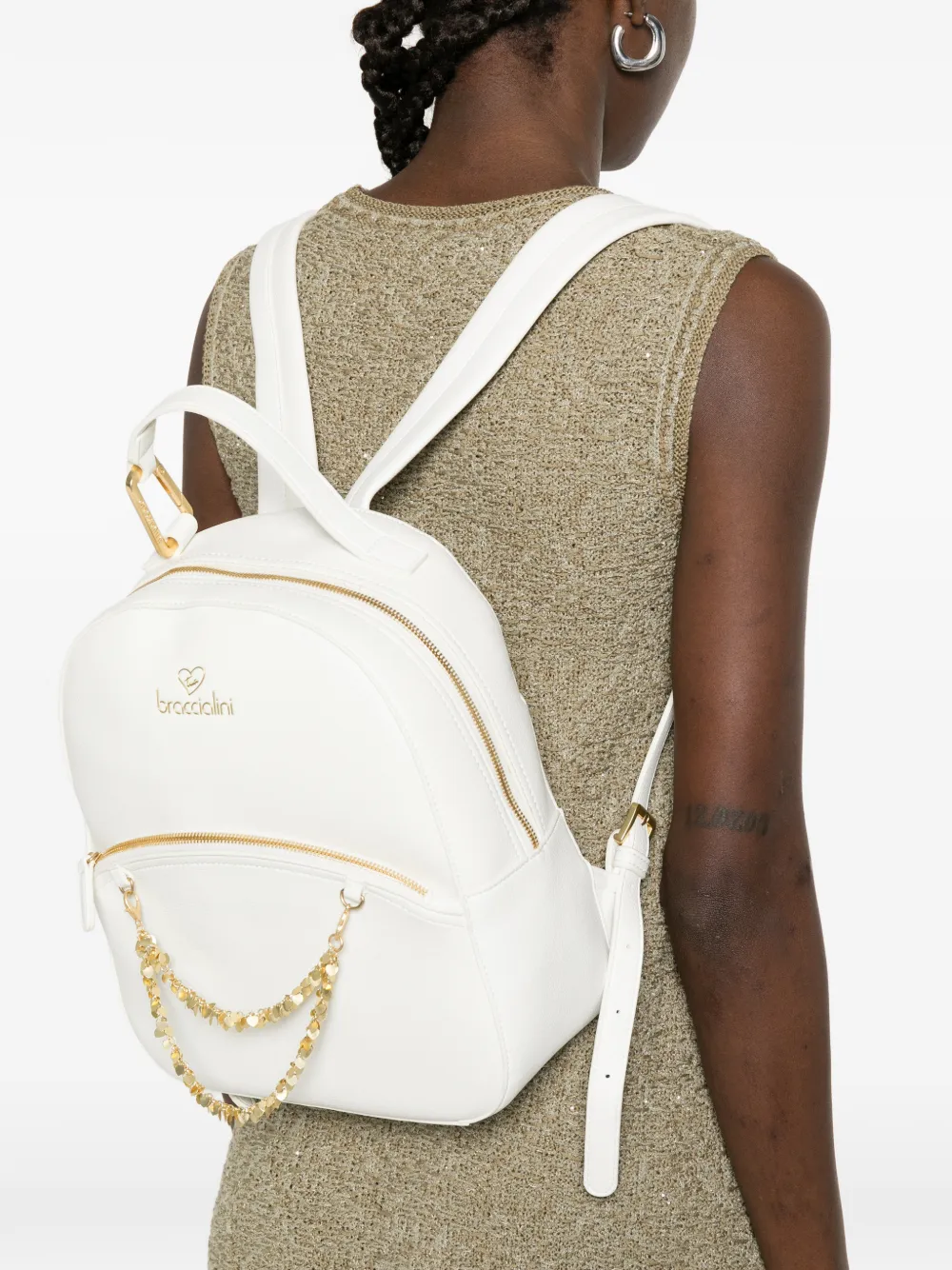 Braccialini Amy Hearts-chain Backpack In White
