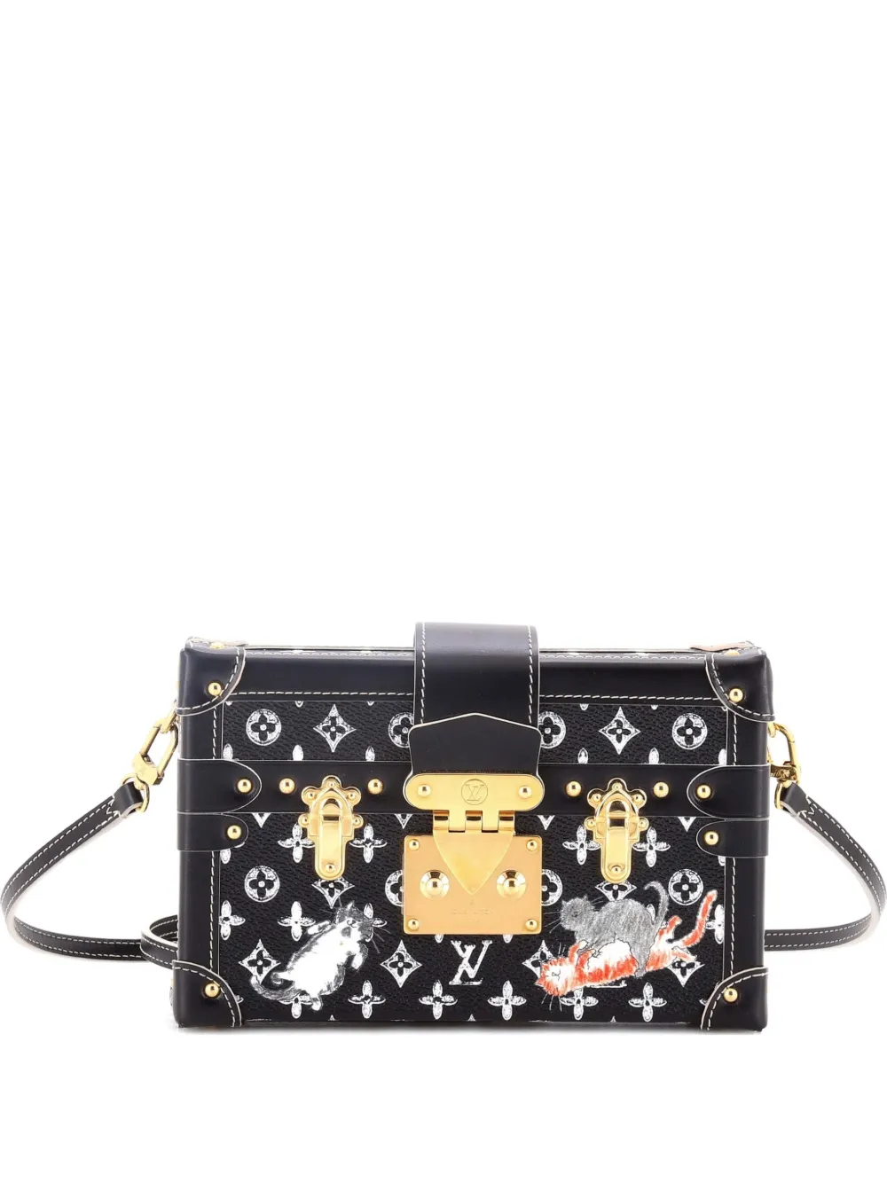 Louis Vuitton Pre-Owned Petite Malle Handbag Limited Edition Grace Coddington Catogram Canvas shoulder bag - Nero